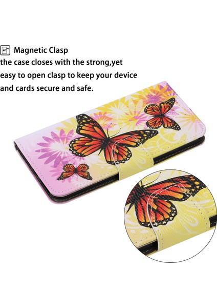 Desen Baskı Tasarımı Pu Deri Cüzdan Samsung Galaxy A32 5G/M32 5g-Big Kelebek (Yurt Dışından) modelleri