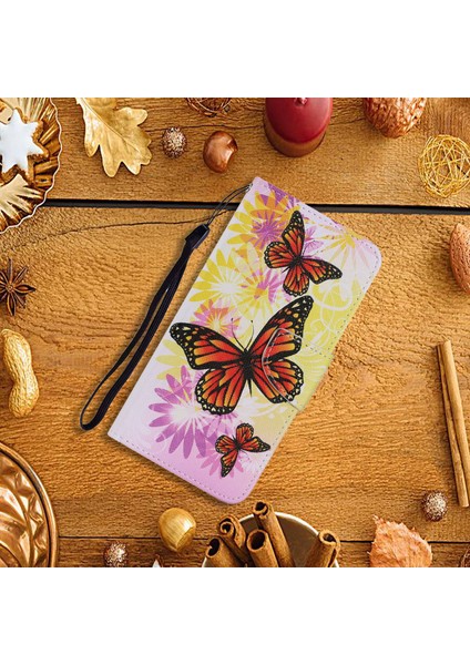 Desen Baskı Tasarımı Pu Deri Cüzdan Samsung Galaxy A32 5G/M32 5g-Big Kelebek (Yurt Dışından) indirimleri
