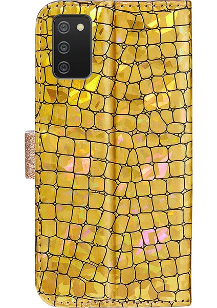 Samsung Galaxy A02S (166.5X75.9X9.2MM) Için Işıltılı Toz Ekleme Timsah Cilt Deri Cüzdan Kasası (Yurt Dışından)