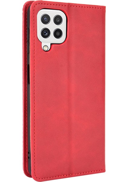 Samsung Galaxy A22 4g (Ab Versiyonu) Için Cüzdan Tasarım Vintage Tarzı Deri Telefon Kasası Kapağı (Yurt Dışından)