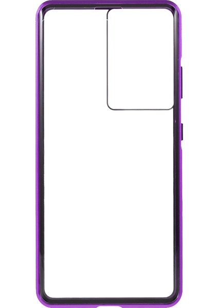 Samsung Galaxy S21 Ultra 5g-Mor Için Çift Taraflı Temperli Cam Telefon Kasası ile Manyetik Kilit Montaj Metal Çerçeve (Yurt Dışından) modelleri