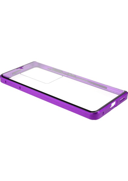 Samsung Galaxy S21 Ultra 5g-Mor Için Çift Taraflı Temperli Cam Telefon Kasası ile Manyetik Kilit Montaj Metal Çerçeve (Yurt Dışından) fırsatları