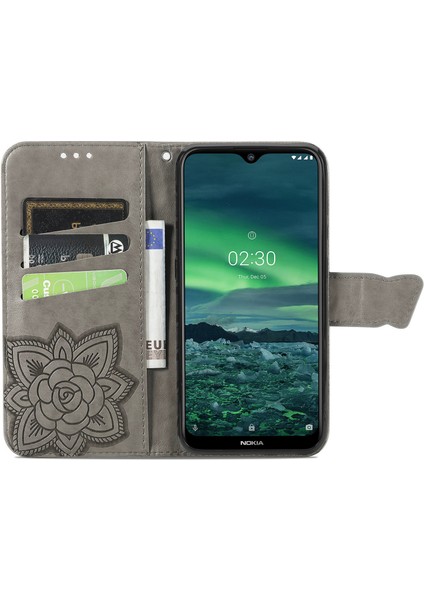 Samsung Galaxy A32 5g-Grey Için Big Butterfly Deri Cüzdan Telefon Kabuğu (Yurt Dışından)