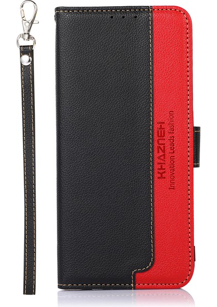 Khazneh Rfıd Engelleme Hırsızlığı Önleme Işlemi Litchi Cilt Deri Telefon Kılıfı Samsung Galaxy A32 4g (Ab Versiyonu) -Black (Yurt Dışından)