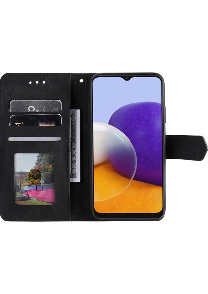 Samsung Galaxy A22 5g (Ab Versiyonu) Için Birleştirme Dikişli Ciltli Pu Deri Kasa Standı Koruyucu Kapak (Yurt Dışından)