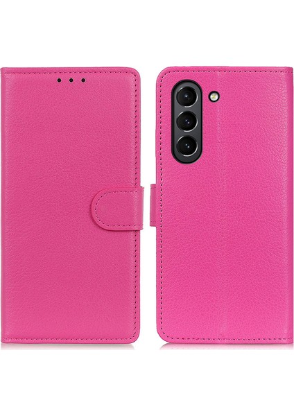 Samsung Galaxy S21 Fe-Rose Için Klasik Litchi Doku Pu Deri Cüzdan Telefon Stand Kılıfı (Yurt Dışından)