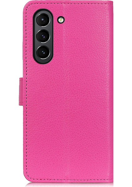 Samsung Galaxy S21 Fe-Rose Için Klasik Litchi Doku Pu Deri Cüzdan Telefon Stand Kılıfı (Yurt Dışından)