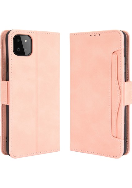 Samsung Galaxy A22 5g (Ab Versiyonu) Stand ile Deri Telefon Kılıfı Ayrılmış Kart Cep Pembe (Yurt Dışından)