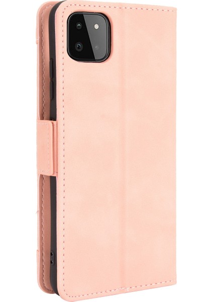 Samsung Galaxy A22 5g (Ab Versiyonu) Stand ile Deri Telefon Kılıfı Ayrılmış Kart Cep Pembe (Yurt Dışından)