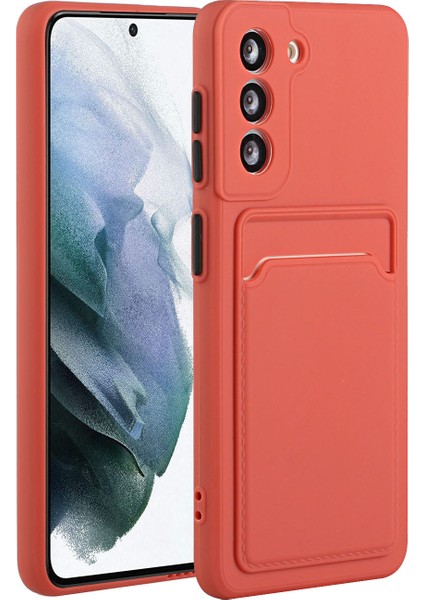Samsung Galaxy S21+5G-CORAL Için Kart Yuvası ile Yumuşak Tpu Telefon Kılıfı Kapağı (Yurt Dışından)