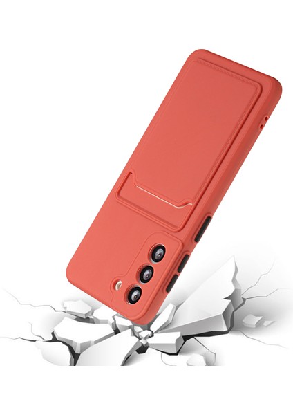Samsung Galaxy S21+5G-CORAL Için Kart Yuvası ile Yumuşak Tpu Telefon Kılıfı Kapağı (Yurt Dışından)