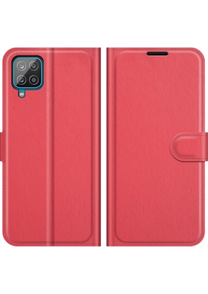 Cüzdan Tasarım Litchi Doku Deri Telefon Kılıfı Samsung Galaxy A22 4g (Ab Versiyonu) -Red (Yurt Dışından)