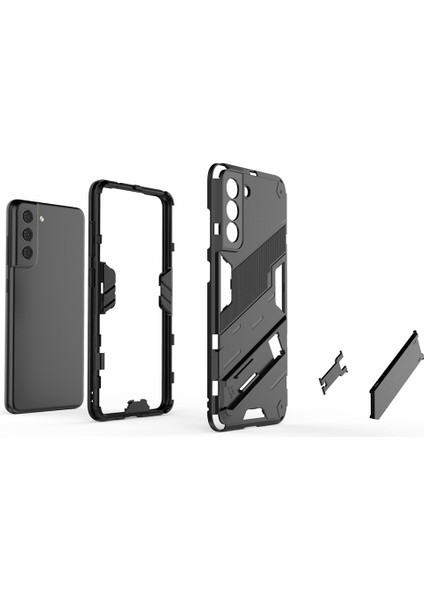 Samsung Galaxy S21 Fe-Red Için Kickstand ile Kickstand ile Anti-Cratch Pc+Tpu Hybrıd Telefon Geri Dikkat Vaka Şok Geçirmez Kapak (Yurt Dışından)
