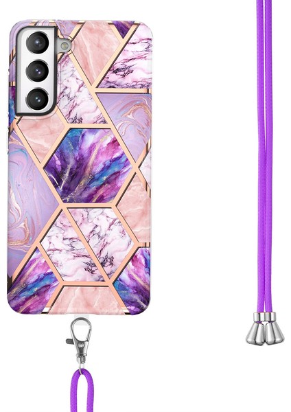 Yumuşak Esnek Tpu Ekleme Mermer Stili (2.0mm) Samsung Galaxy S21 Fe-Pink/mor Için Kirklalı Imd Elektrokaplama Koruyucu Kılıf (Yurt Dışından) modelleri