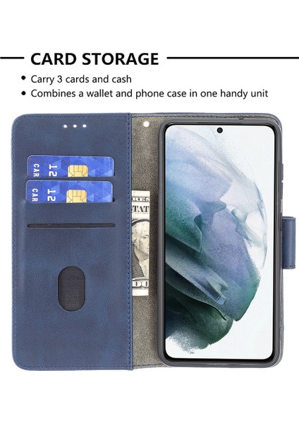 BF04 Ekleme Timsah Doku Deri Telefon Kabuğu Samsung Galaxy S21 FE/S21 Lite-Blue Için (Yurt Dışından)
