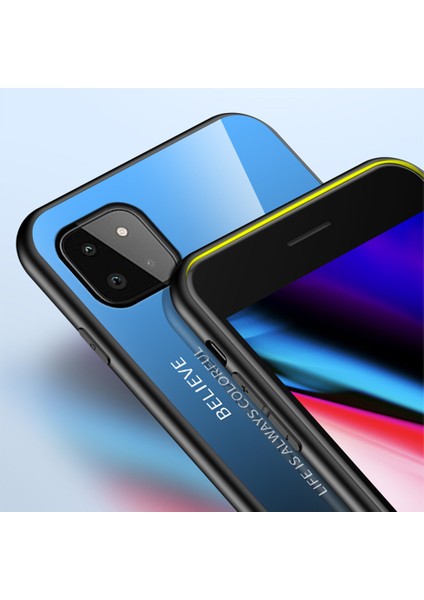 Samsung Galaxy A22 5g (Ab Versiyonu) Için Iyi Korunmuş Önleme Önleyici Temperli Cam Gradyan Tasarım Cep Telefonu Geri Kılıf (Yurt Dışından)