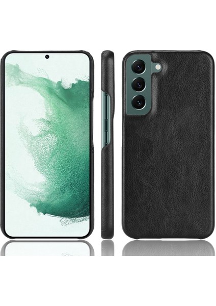 Samsung Galaxy S22 Için 5g Pu Deri Kaplama Litchi Doku Anti-Fall Sabit Pc Telefon Vaka-Black (Yurt Dışından)
