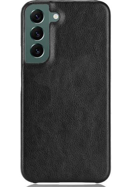 Samsung Galaxy S22 Için 5g Pu Deri Kaplama Litchi Doku Anti-Fall Sabit Pc Telefon Vaka-Black (Yurt Dışından)
