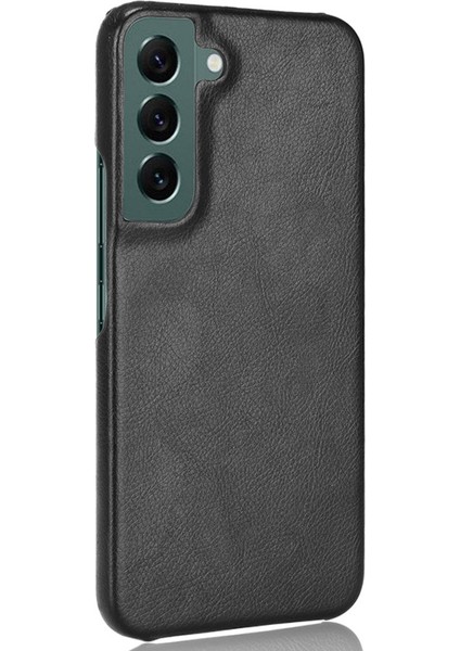 Samsung Galaxy S22 Için 5g Pu Deri Kaplama Litchi Doku Anti-Fall Sabit Pc Telefon Vaka-Black (Yurt Dışından)