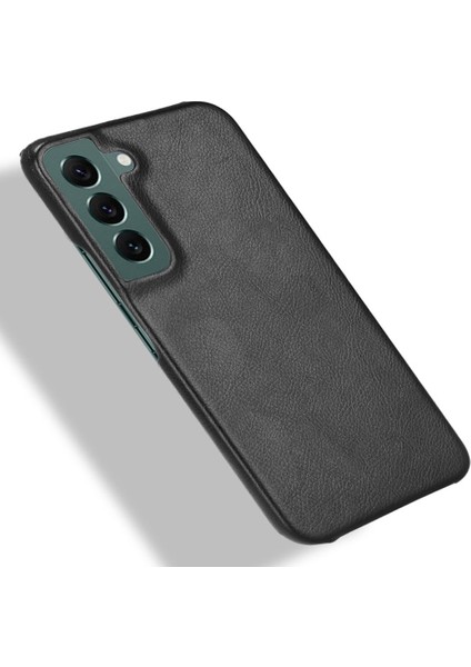 Samsung Galaxy S22 Için 5g Pu Deri Kaplama Litchi Doku Anti-Fall Sabit Pc Telefon Vaka-Black (Yurt Dışından)