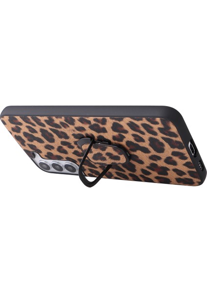 Şık Dokulu Desen Kickstand Tasarım Pu Deri Kaplamalı Tpu+Pc Hibrit Kılıf Kapağı Samsung Galaxy S22 5g-Karable Desen (Yurt Dışından)