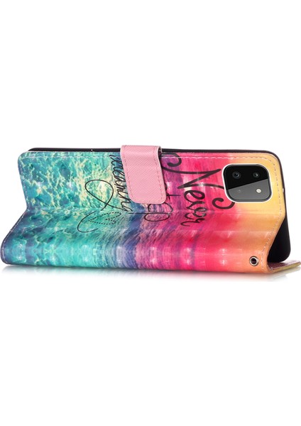 3D Desen Baskı Pu Deri Telefon Stand Kapak Cüzdan Kılıfı Samsung Galaxy A22 5g (Abd Sürümü) -Hap (Yurt Dışından)