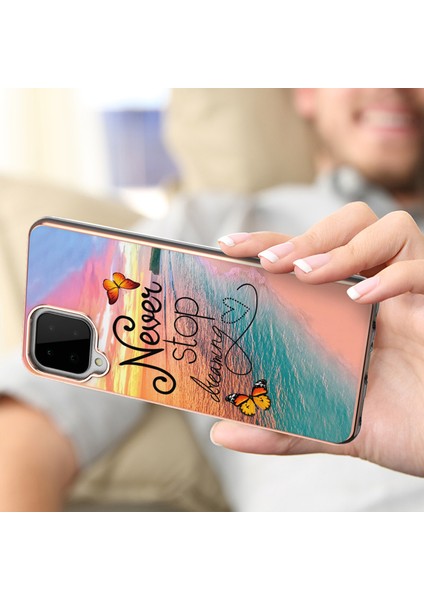 Bir Dizi Ultra Ince Çizgili Yumuşak Tpu Tampon Koruyucu Elektro-Örtü Samsung Galaxy A22 4g (Ab Versiyonu) Için Geri Telefon Kapağı-Asla Rüya Görmeyi Durdurmadı (Yurt Dışından) indirimleri