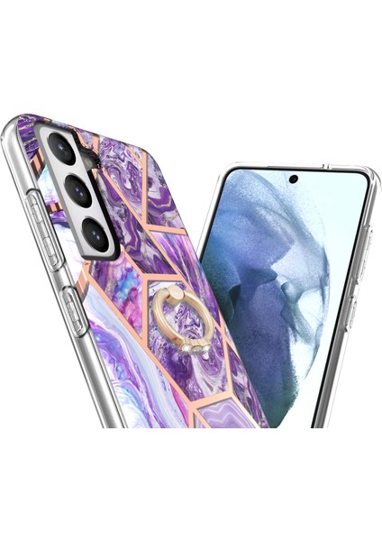 Samsung Galaxy S21 FE/S21 Fan Edition-Dark Purple Için Imd Iml Kaplama Mermer Desen Tpu Kılıf (2.0mm) (Yurt Dışından)