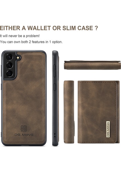 Samsung Galaxy S21 Fe-Coffee Için Kickstand ile Çıkarılabilir 2 Aradan 2 Arada Tasarım Deri Kaplamalı Tpu+Pc Kapı (Yurt Dışından)