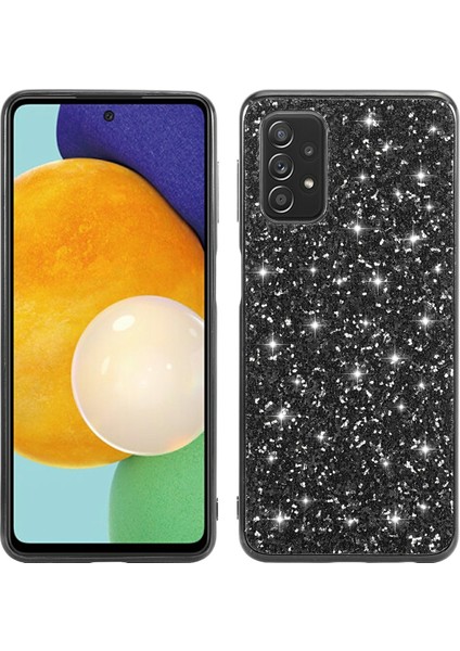 Parlak Pullar Tasarım Kaplama Tpu Frame+Pc Damgaya Dirençli Hibrit Kabuk Kılıfı Samsung Galaxy A32 5G/M32 5g-Black (Yurt Dışından)