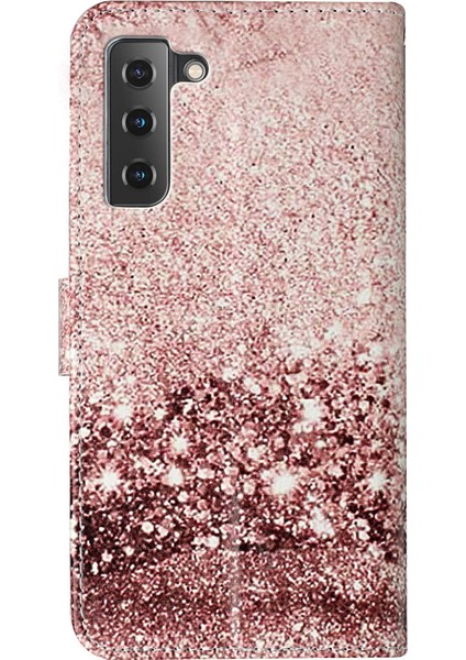 Pu Deri Cüzdan Kasa Deseni Baskı Folio Flip Katlanabilir Stant Telefon Kapağı Samsung Galaxy S22 5g-Rose Altın (Yurt Dışından)