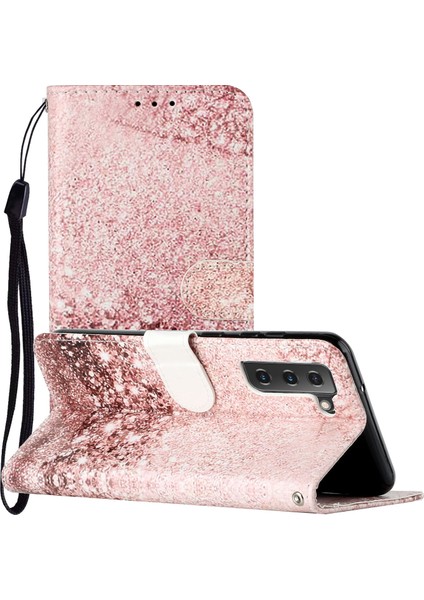 Pu Deri Cüzdan Kasa Deseni Baskı Folio Flip Katlanabilir Stant Telefon Kapağı Samsung Galaxy S22 5g-Rose Altın (Yurt Dışından)