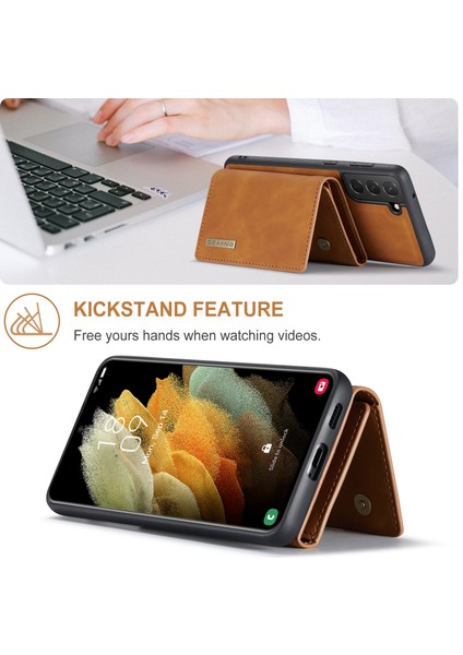Samsung Galaxy S21 Fe-Brown Için Kickstand ile Çıkarılabilir 2 Arada Sökülebilir 2 Arada Tasarım (Yurt Dışından)