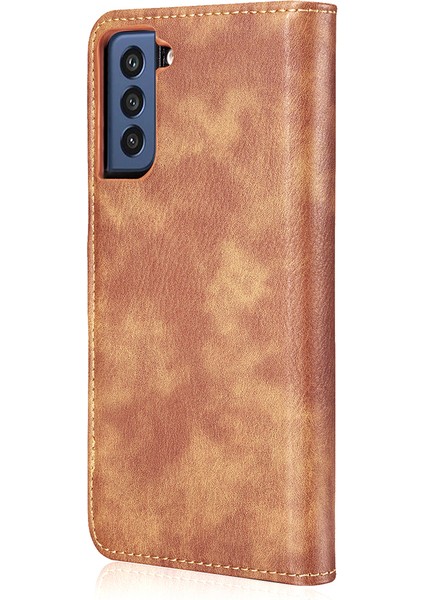 Samsung Galaxy S21 Fe Söndürülebilir 2'si Bölünmüş Deri Cüzdan Kılıfı Stand Folio Manyetik Telefon Kapak-Kahverengi (Yurt Dışından)
