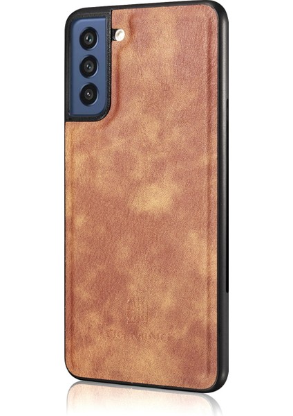 Samsung Galaxy S21 Fe Söndürülebilir 2'si Bölünmüş Deri Cüzdan Kılıfı Stand Folio Manyetik Telefon Kapak-Kahverengi (Yurt Dışından)