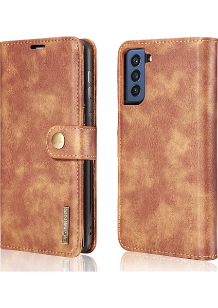 Samsung Galaxy S21 Fe Söndürülebilir 2'si Bölünmüş Deri Cüzdan Kılıfı Stand Folio Manyetik Telefon Kapak-Kahverengi (Yurt Dışından)