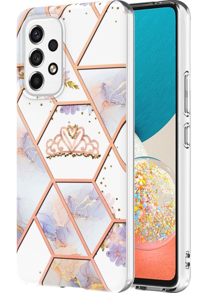 Samsung Galaxy A53 5g Mermer Telefon Kılıfı Için Lb1 Serisi, Yumuşak Tpu Şık Elektroglum Imd Koruyucu Kapak Taç (Yurt Dışından)