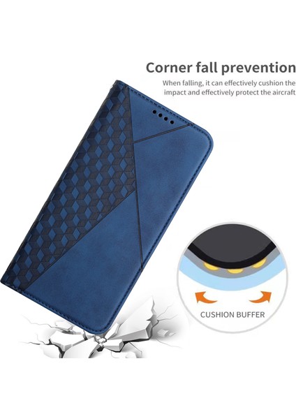 Sonbahar Anti Geometrik Desen Manyetik Deri Telefon Kılıfı Samsung Galaxy A32 5G/M32 5g-Blue Için Stand Cüzdan Kapağı (Yurt Dışından)