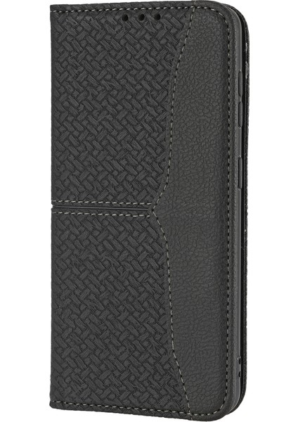 Dokuma Doku Ekleme Tam Koruma Önleyici Anti-Drop Otomatik Absorbed Cüzdan Tasarım Deri Kılıf Samsung Galaxy S21 Fe 5g-Black (Yurt Dışından)