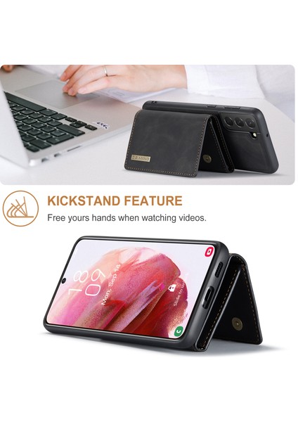 Samsung Galaxy S22 Için 5g Destek Kablosuz Şarj Çıkarılabilir 2-1 Direk Cüzdan Manyetik Telefon Case-Black (Yurt Dışından)