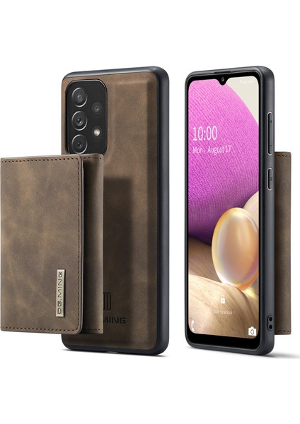 Anti-Güz Söndürülebilir 2'si Bir Arayla Cüzdan Telefon Kılıfı Şok Geçirmez Telefon Koruyucusu Samsung Galaxy A33 5g-Coffee Için Kablosuz Şarj Desteği (Yurt Dışından)