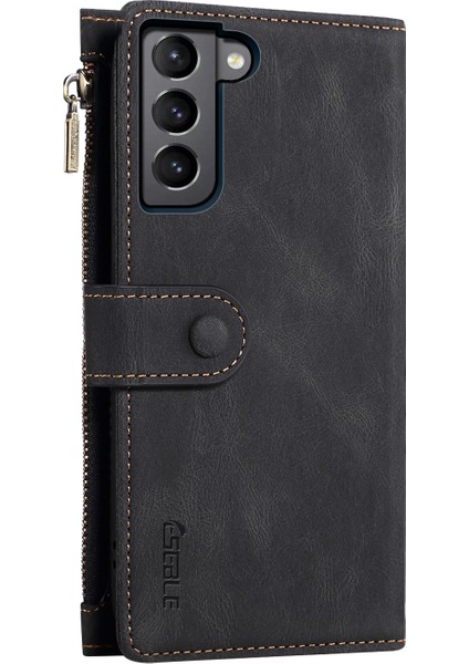 Samsung Galaxy S22+5G Çok Işlevli Fermuar Cep Cüzdanı Standı, Bilek Kayış-Siyah ile Şok Geçirmez Telefon Kasası (Yurt Dışından)
