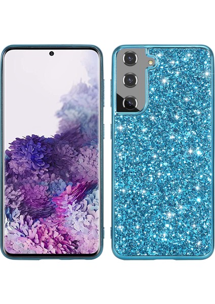 Samsung Galaxy S21 Fe 5g/galaxy S21 Fan Edition Elektraplatma Tpu Tampon+Sert Pc Geri Glitter Kapak Şok Geçirmez Moda Koruyucu Kasa Mavisi (Yurt Dışından)