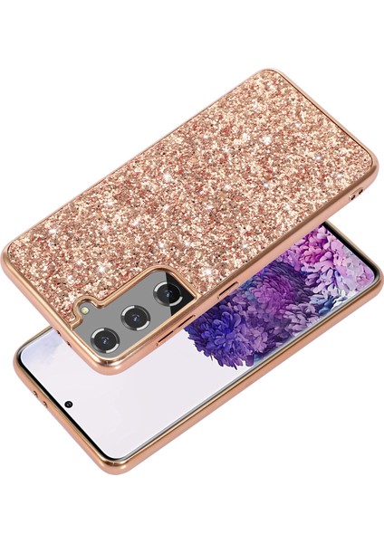 Samsung Galaxy S21 Fe 5g/galaxy S21 Fan Edition Elektraplatma Tpu Tampon+Sert Pc Geri Glitter Kapak Şok Geçirmez Moda Koruyucu Kasa Mavisi (Yurt Dışından)