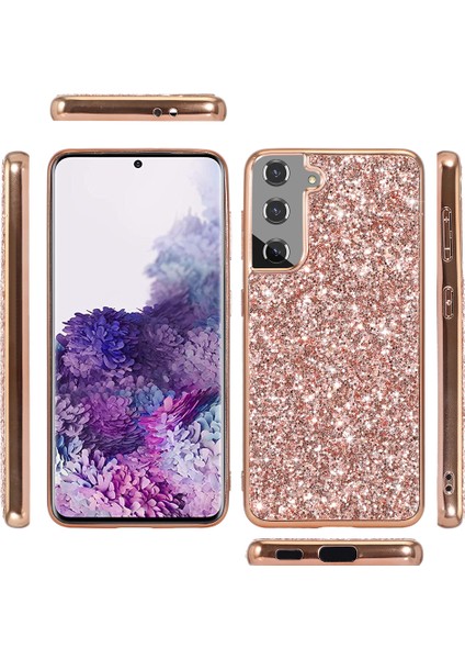 Samsung Galaxy S21 Fe 5g/galaxy S21 Fan Edition Elektraplatma Tpu Tampon+Sert Pc Geri Glitter Kapak Şok Geçirmez Moda Koruyucu Kasa Mavisi (Yurt Dışından)