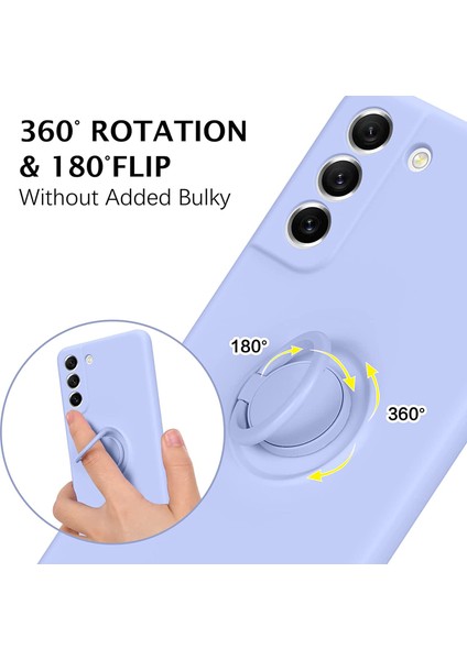 Samsung Galaxy S21 Fe 5g Dahili Metal Sac Parmak Yüzük Kickstand Tasarım Sıvı Silikon Telefon Kılıfı Koruyucu-Black (Yurt Dışından) modelleri