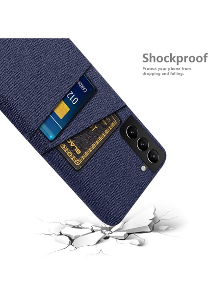 Samsung Galaxy S22 Için 5g Akıllı Telefon Kılıfı Kumaş Dokusu Çok Fonksiyonlu Çift Kart Yuvaları Bez+Pc Telefon Geri Kapak Blue (Yurt Dışından) fırsatları