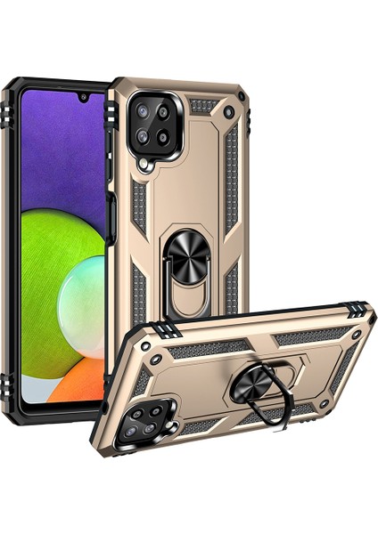 Samsung Galaxy A22 4g (Ab Versiyonu) Için Ring Kickstand ile Pc+Tpu Combo Hibrit Telefon Kabuğu Damla Dayanıklı Kapak (Yurt Dışından)