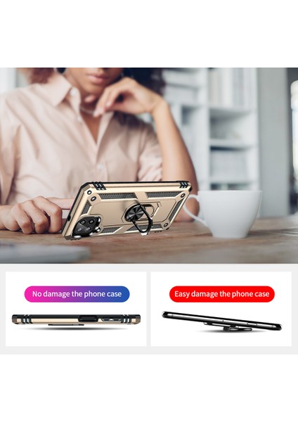 Samsung Galaxy A22 4g (Ab Versiyonu) Için Ring Kickstand ile Pc+Tpu Combo Hibrit Telefon Kabuğu Damla Dayanıklı Kapak (Yurt Dışından)