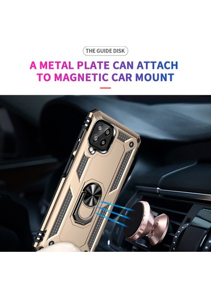 Samsung Galaxy A22 4g (Ab Versiyonu) Için Ring Kickstand ile Pc+Tpu Combo Hibrit Telefon Kabuğu Damla Dayanıklı Kapak (Yurt Dışından)